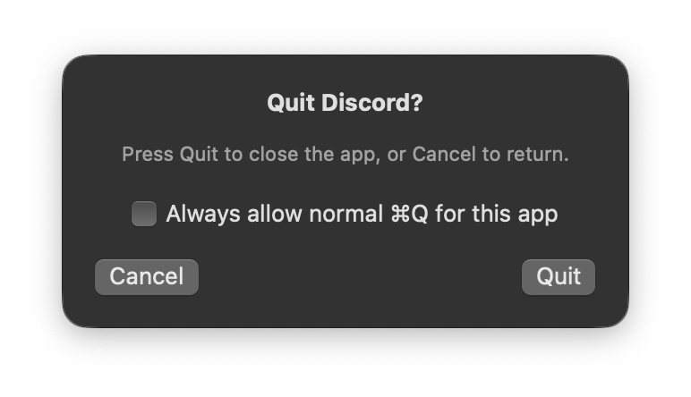 QuitBuddy confirmation HUD showing a quit prompt
